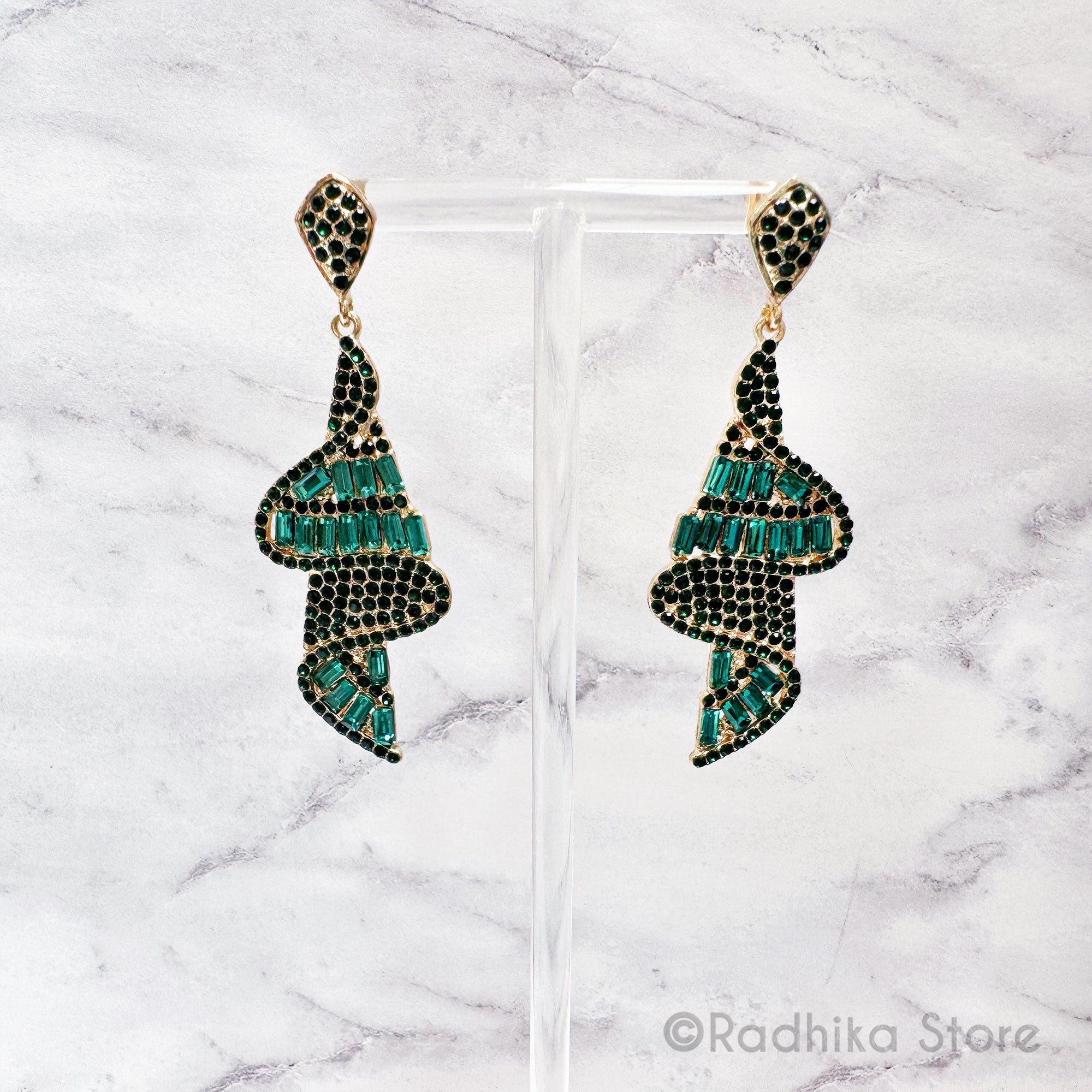 Emerald Silken Cloth Design - Earrings