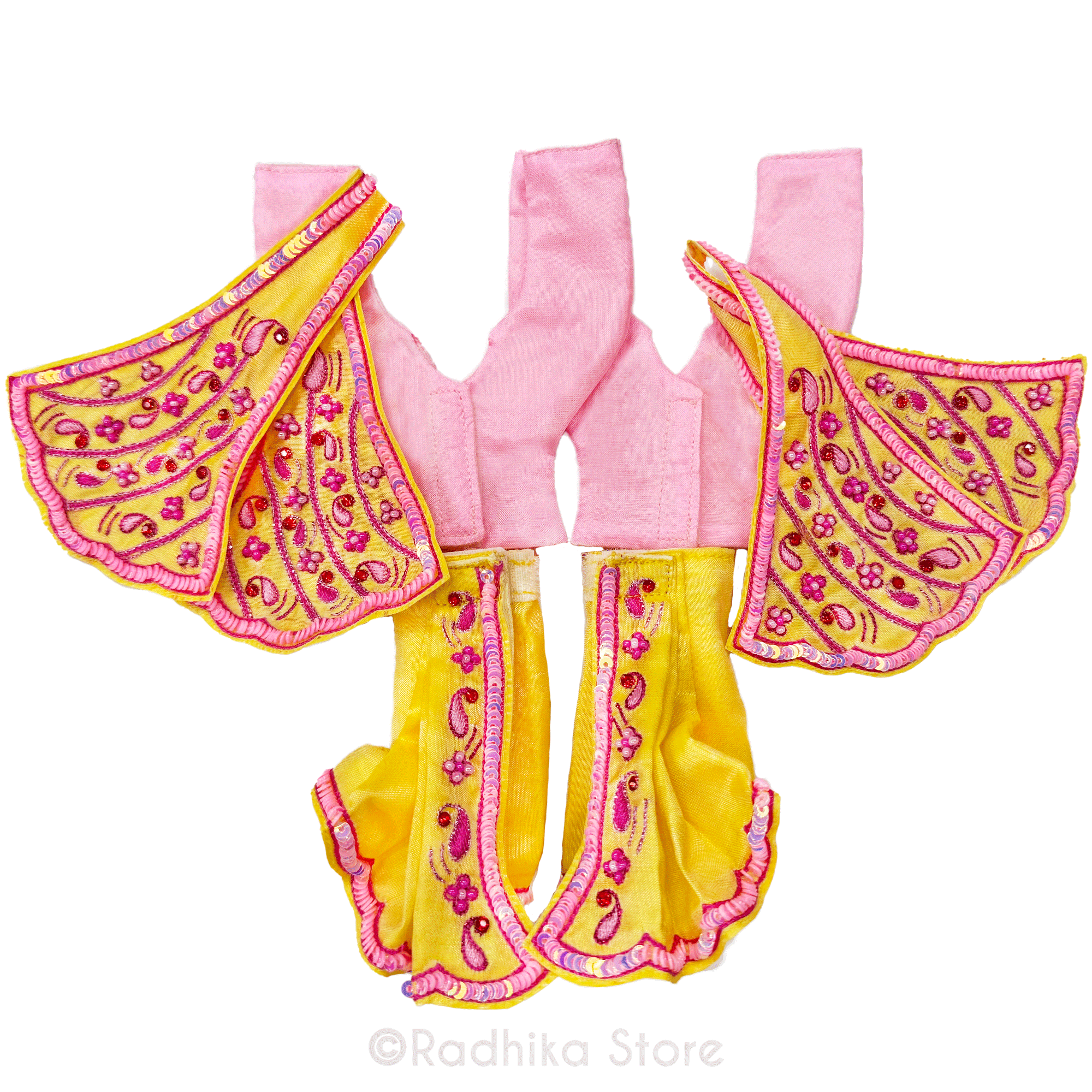 Eternal Friendship And Love - Light Yellow and Pink - Silk - Gaura Nitai Deity Outfit