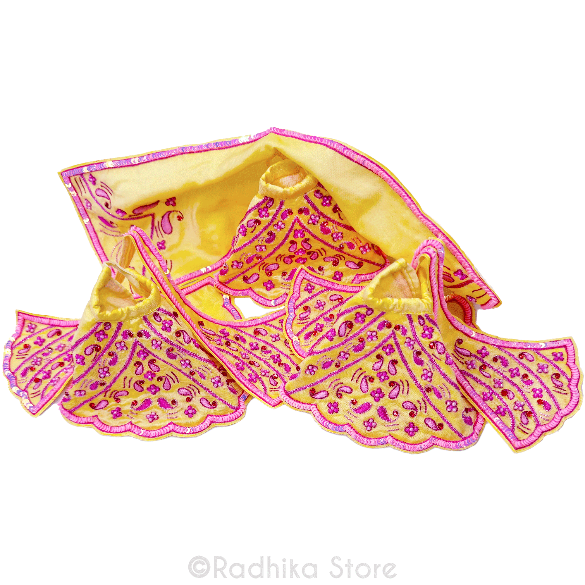 Eternal Friendship And Love - Light Yellow - Silk - Jagannath Baladeva Subhadra Deity Outfit