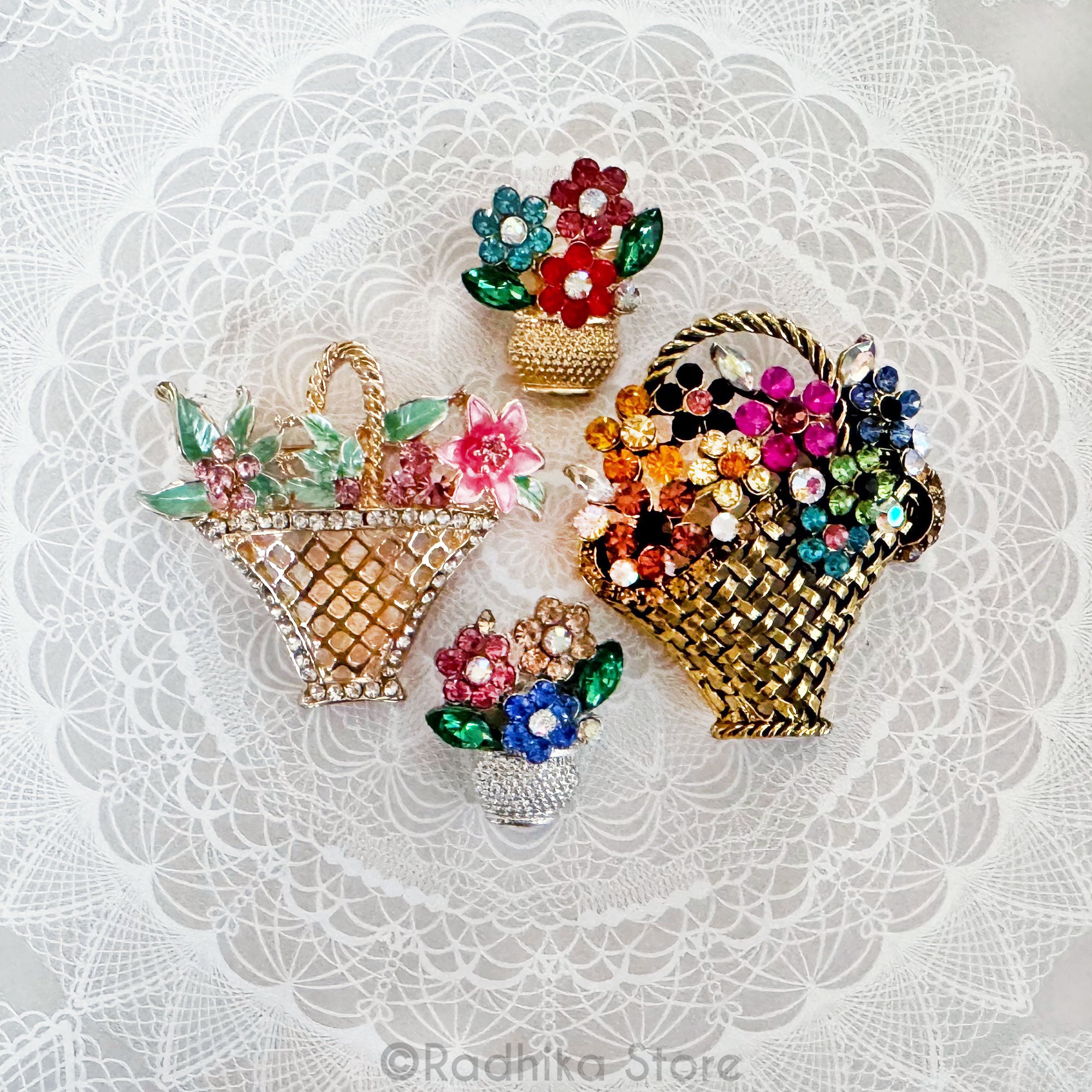 Little Flower Baskets -  Pendants-(Pins)