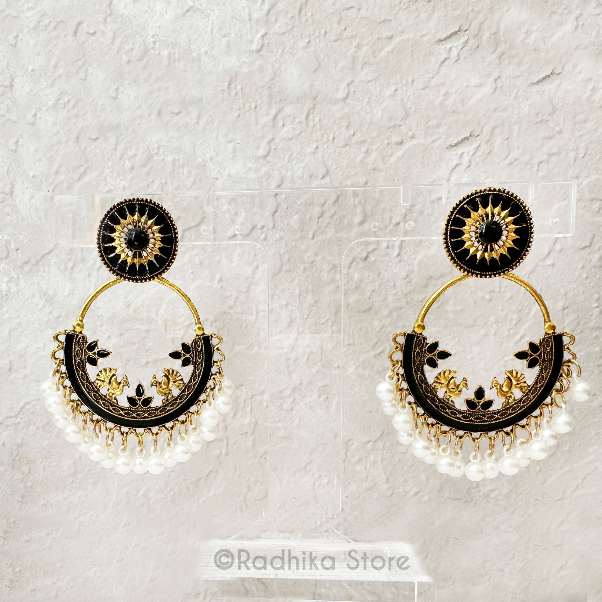 Peacocks Go Round Pearl Jhumka - Earrings