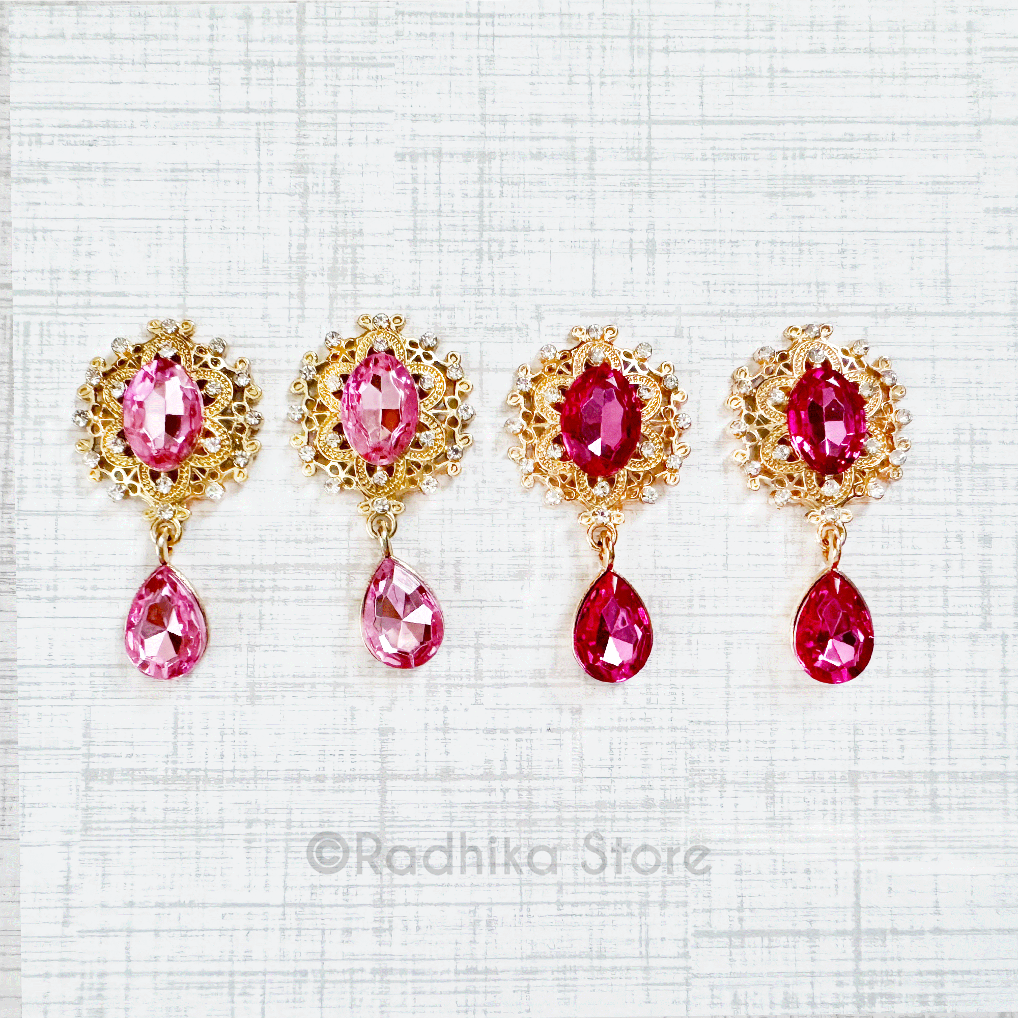 Teardrop - Flat back Deity Earrings - Pinks