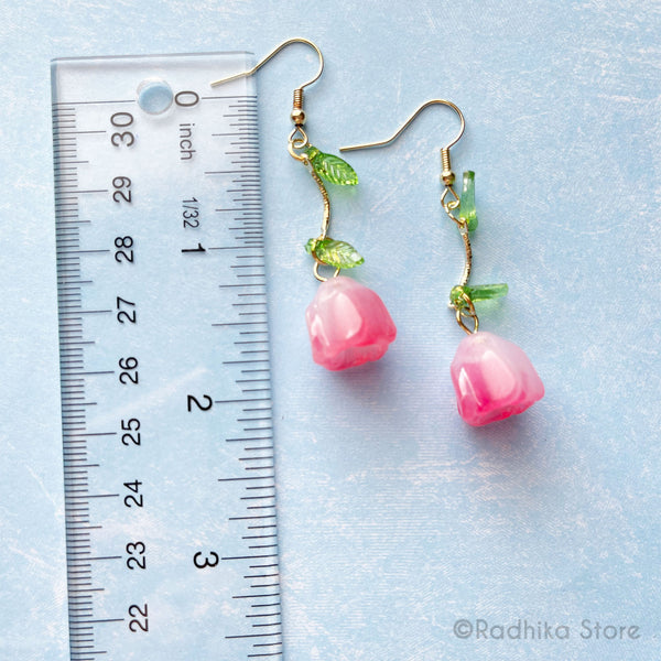 Pink Rose & White Beads Gota Patti Maang Tikka With Earring