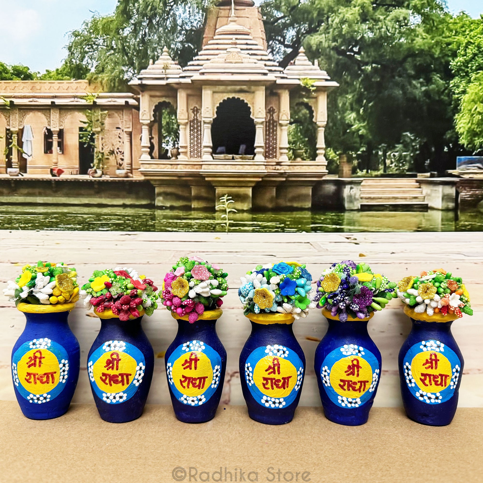 Vrindavan Sri Radha Logo - Miniature Clay Flower Vase