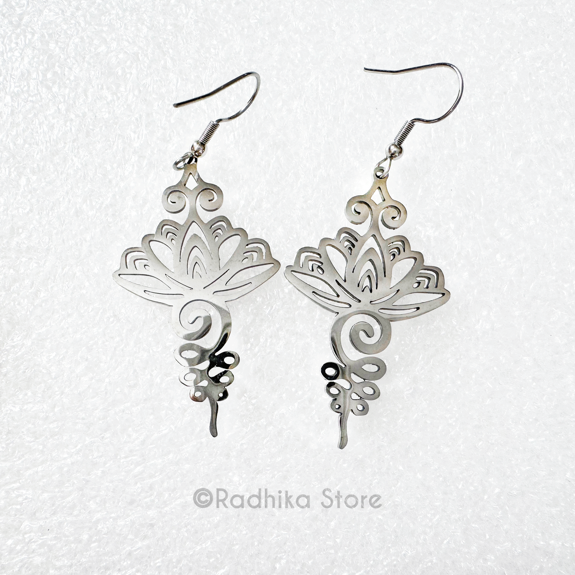 Stainless Steel Lotus - Earrings