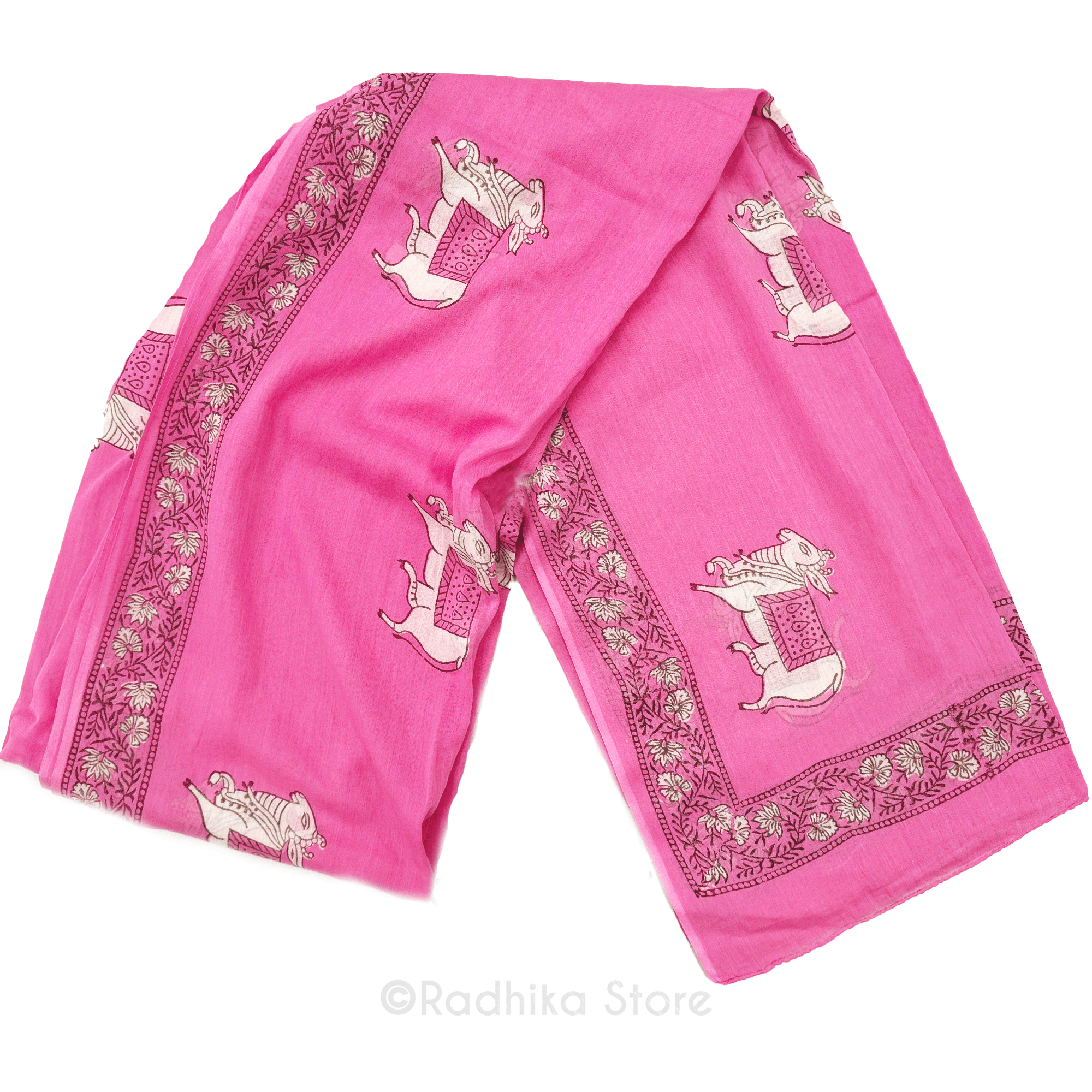 Vrindavan Surabhi Cows - Pink-Cotton Chadar