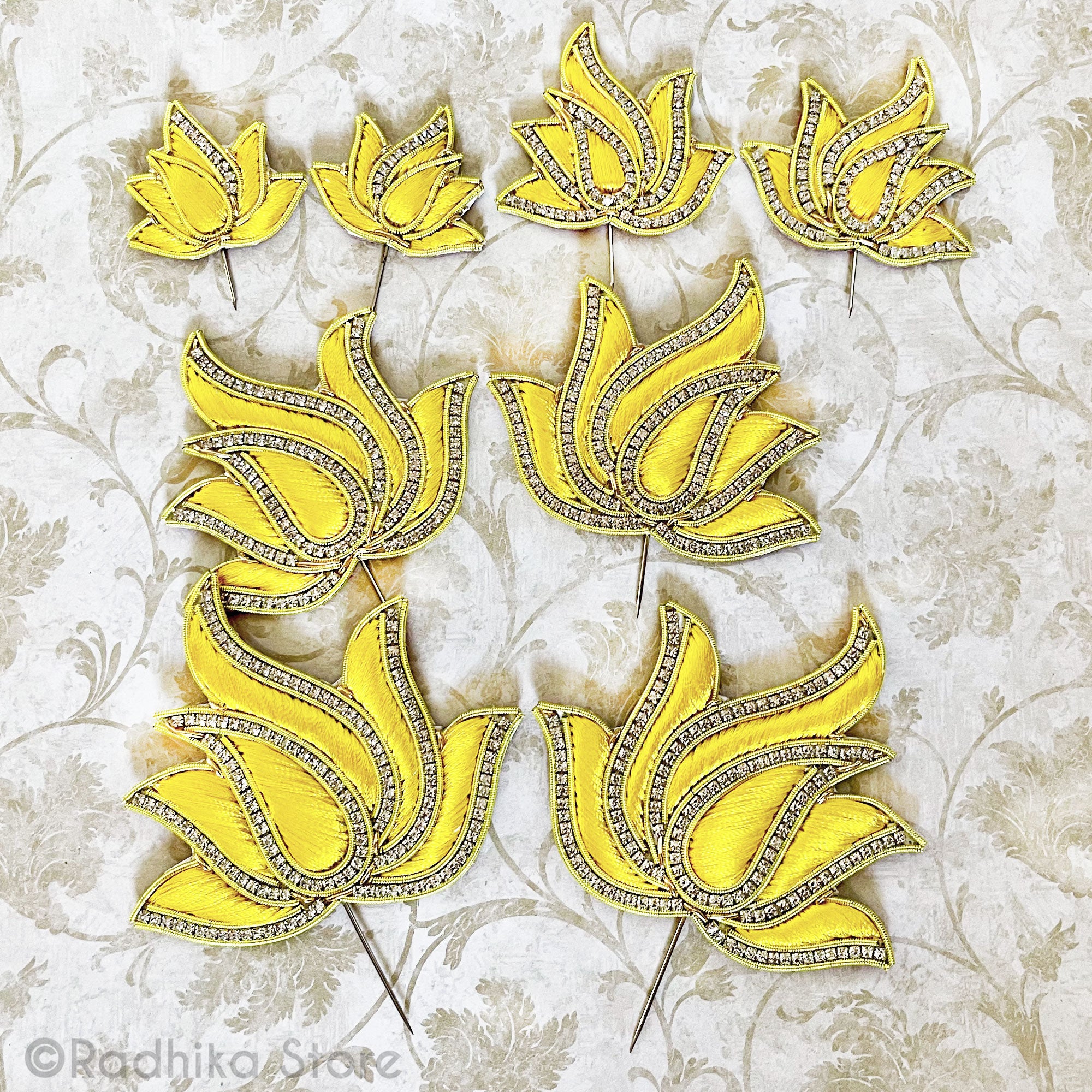 Yellow Lotus - Embroidery Turban Pins Set of 2