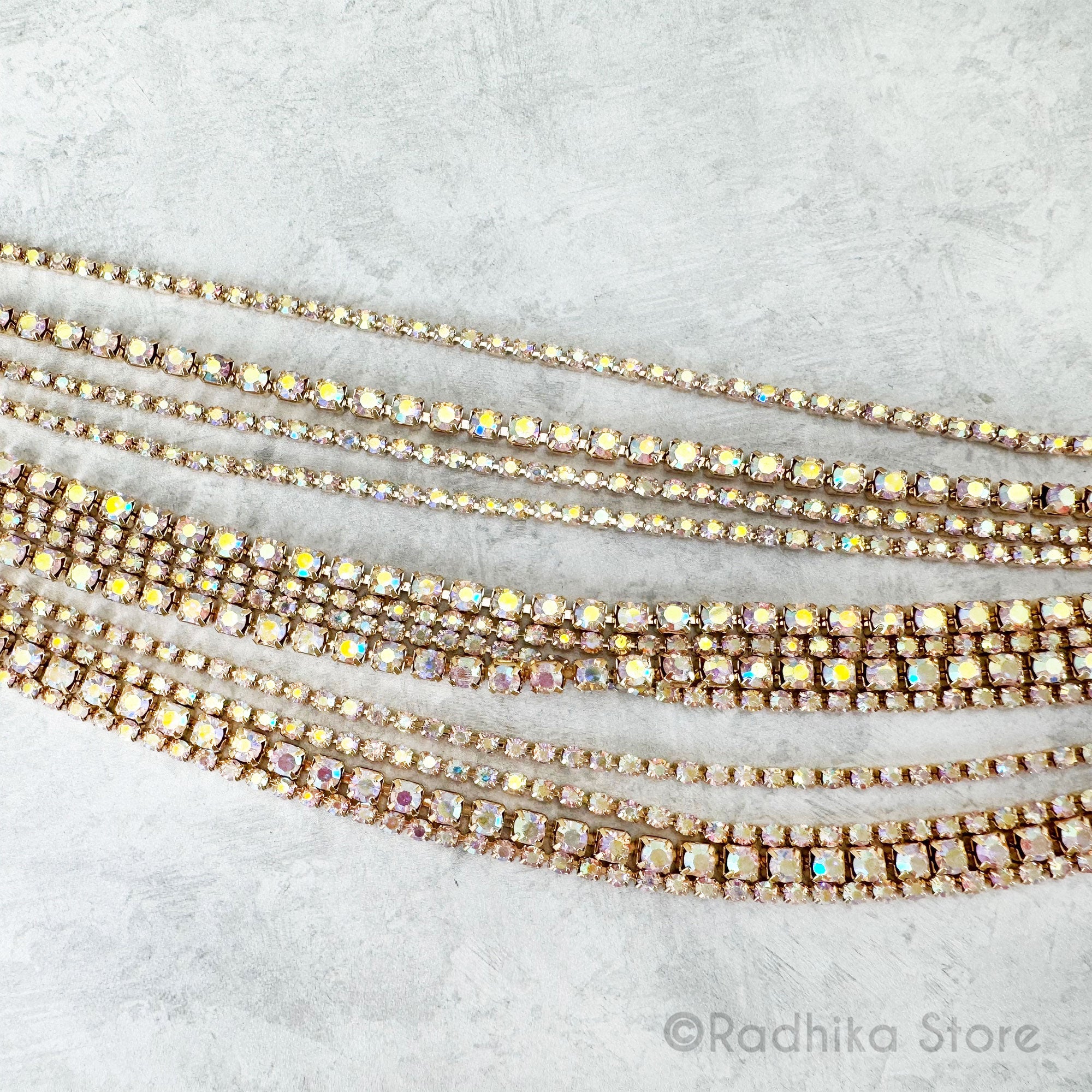 Multi Strand Opalescent Golden Necklace