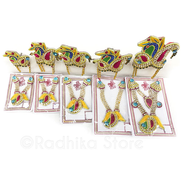 Mayapur Festival Peacock Crown And Necklace Set Radhika Store 9883