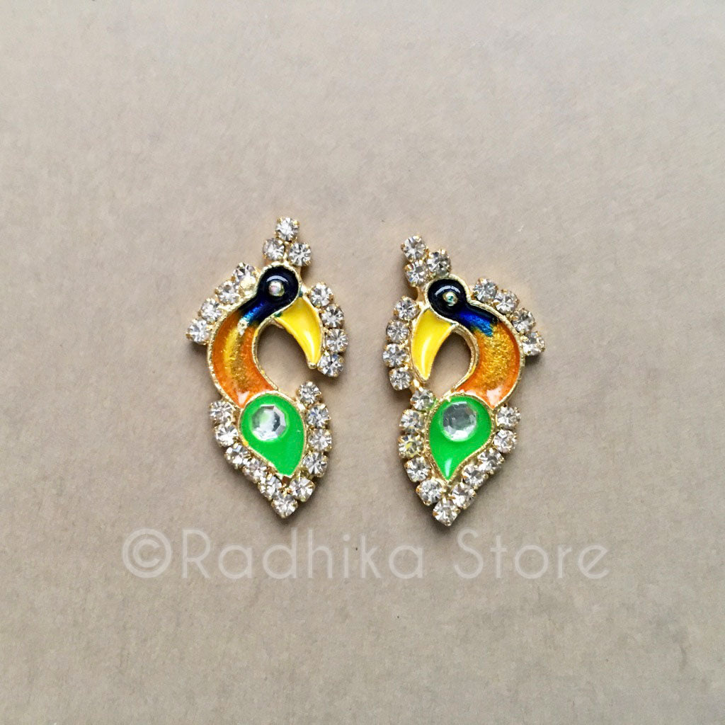 Peacock Deity Earrings, Crowns and Turbans- 3 Colors