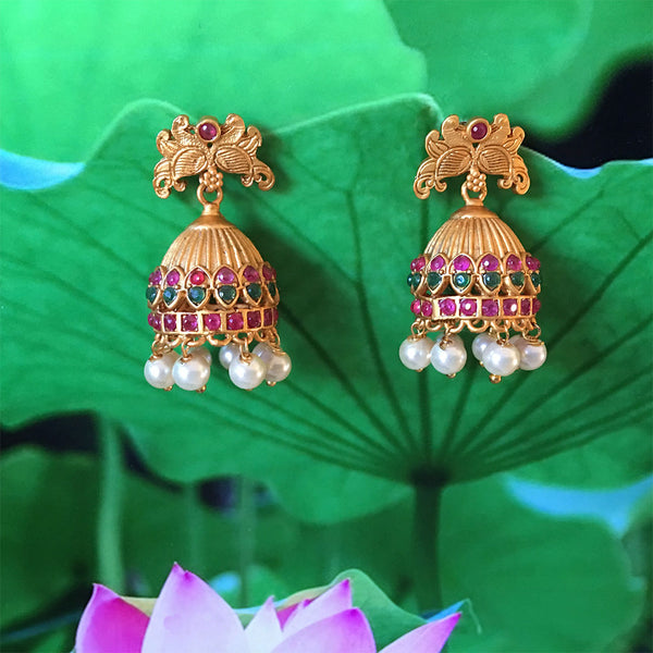 Ruby Paisley Flower Earrings - Bollywood Collection - Radhika Store