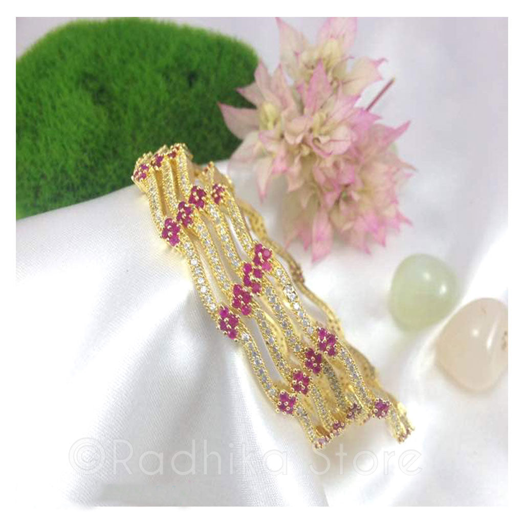 Stylish Ruby Bangles Gold Plated Set New Designs South Indian Collections  B21647