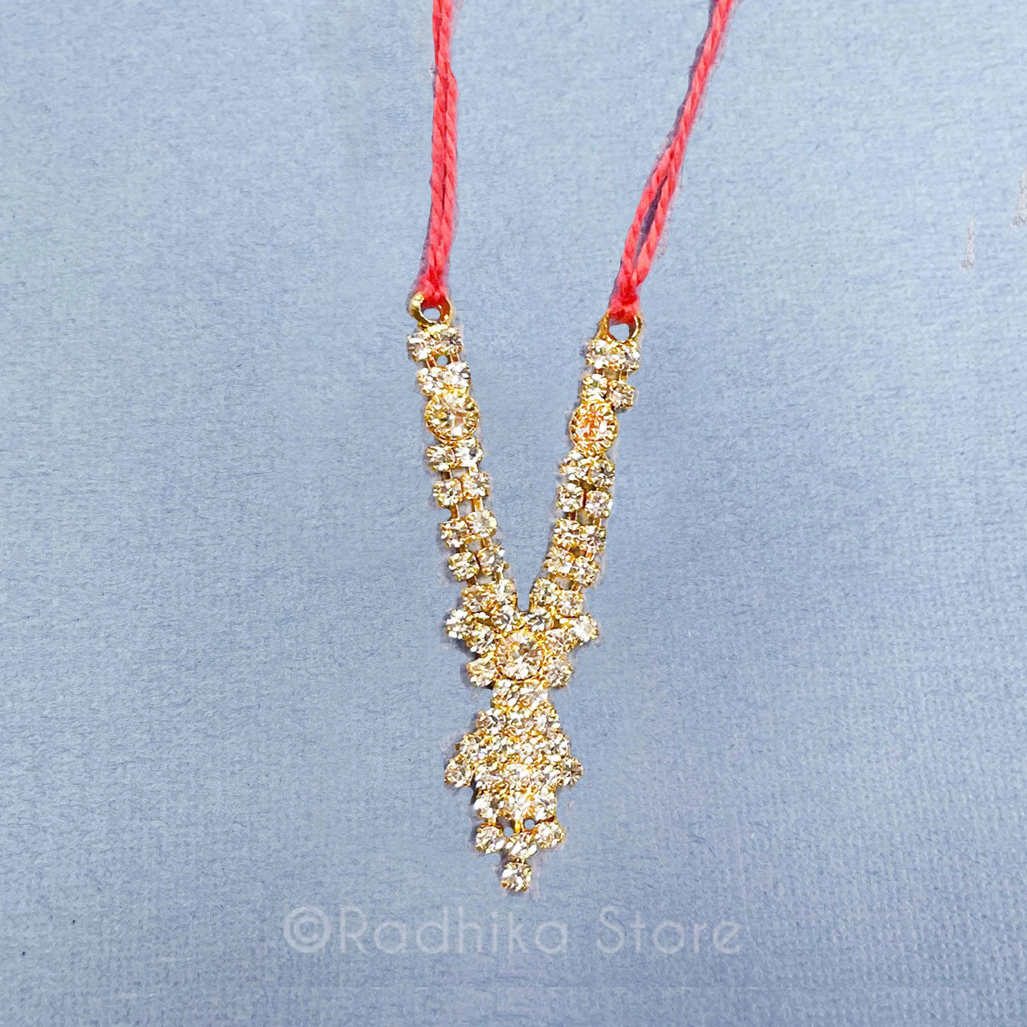 Tiny Krishna Prema Flower -Diamond Rhinestone Deity Necklace